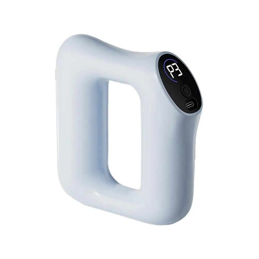 Portable electric air pump with digital display and power button, compact design for inflating items
