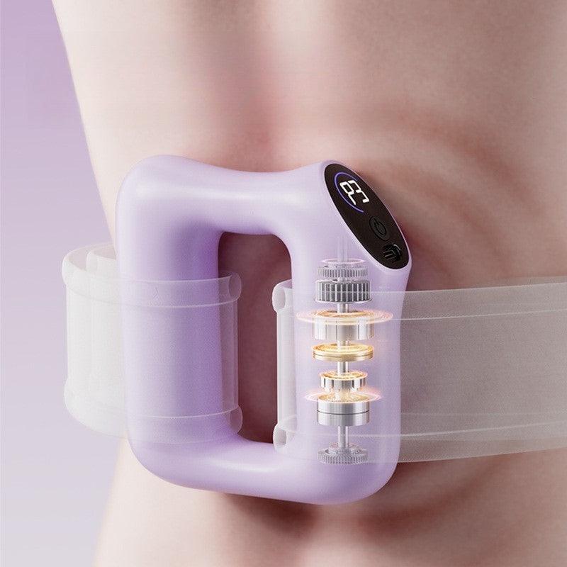 Purple waist massager with digital display and rolling nodes for body relaxation